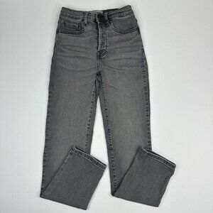 Everlane High-Rise Slim‎ Straight Button-Fly Jeans Black Womens Size 23